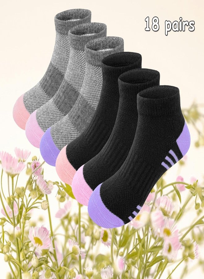 Bemeol Girls Socks 18 Pairs Ankle Socks for Girl Cotton Sports Athletic Running Low Cut Sock(10-14 Years) - Image 3